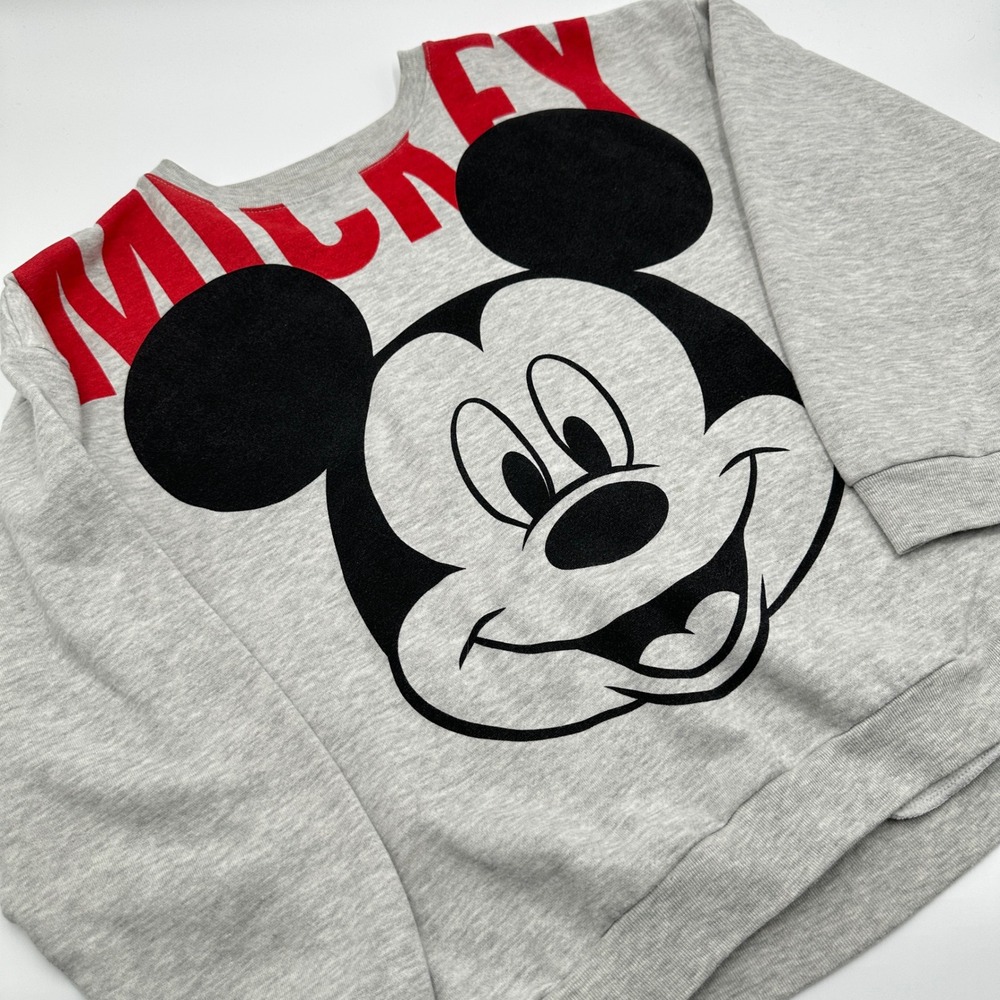 Disney Mickey Mouse Sweatshirt Women M Gray Excellent Graphic Pullover Retro